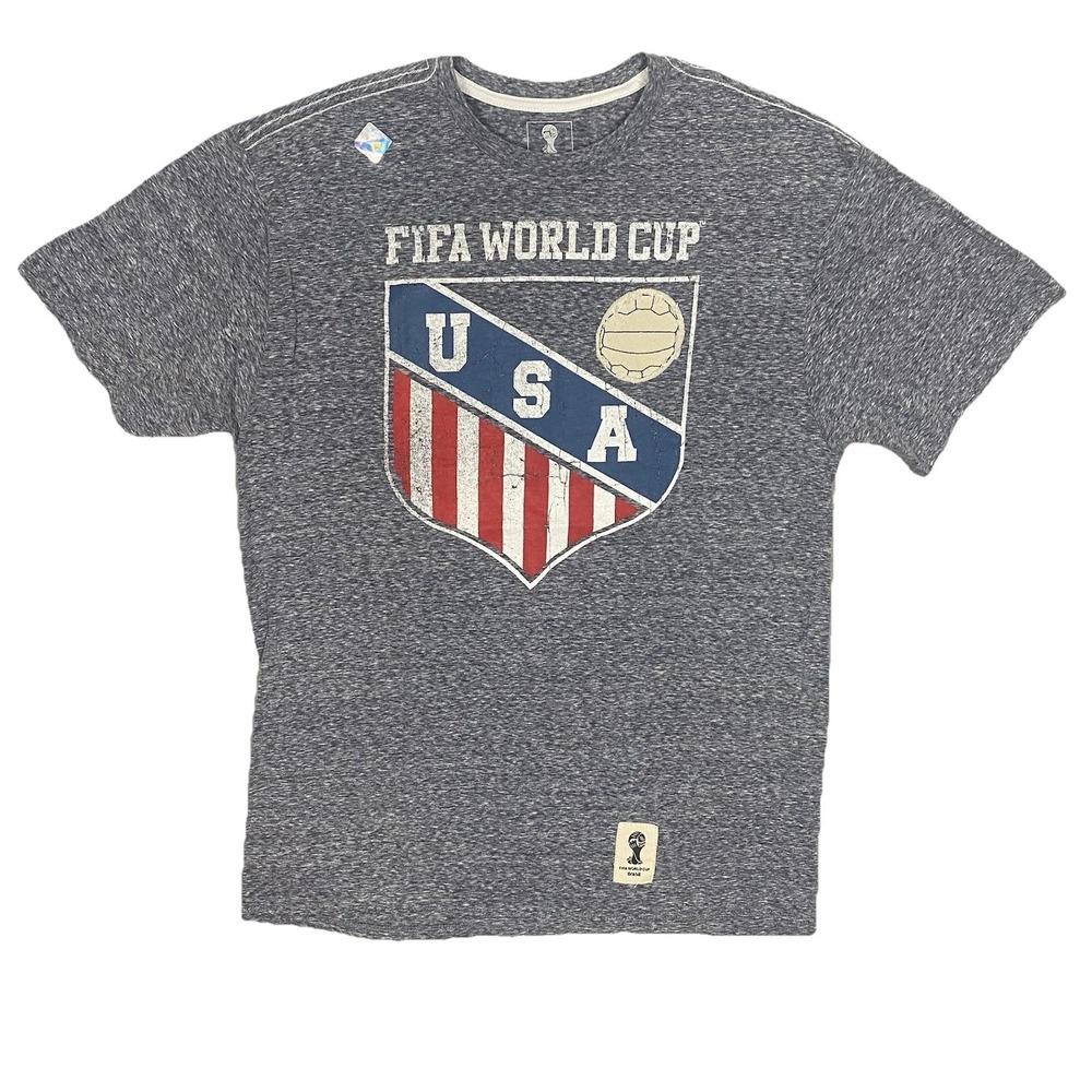 FIFA World Cup Brasil 2014 USA Soccer Short Sleeve T-Shirt Mens L Gray